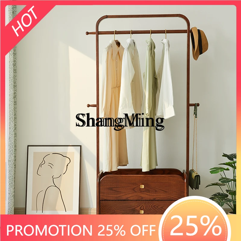 

FG all solid wood hanger floor bedroom modern simplicity with drawer storage layer integrated multi-function