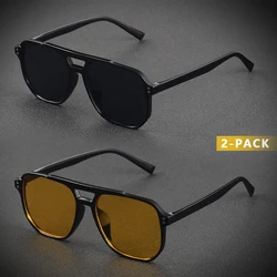 CRIXALIS 2Pcs Unisex Plastic Geometric Frame Fashion Sunglasses For Men Street Photography Travel Concave Shape Shade UV400