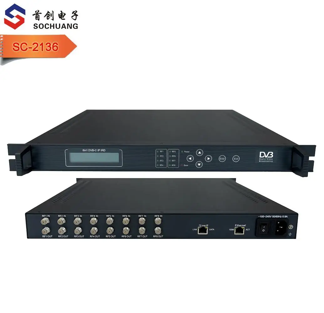 64 Channel Cable TV Headend DVB-C QAM r f Channels to ip tv UDP IRD