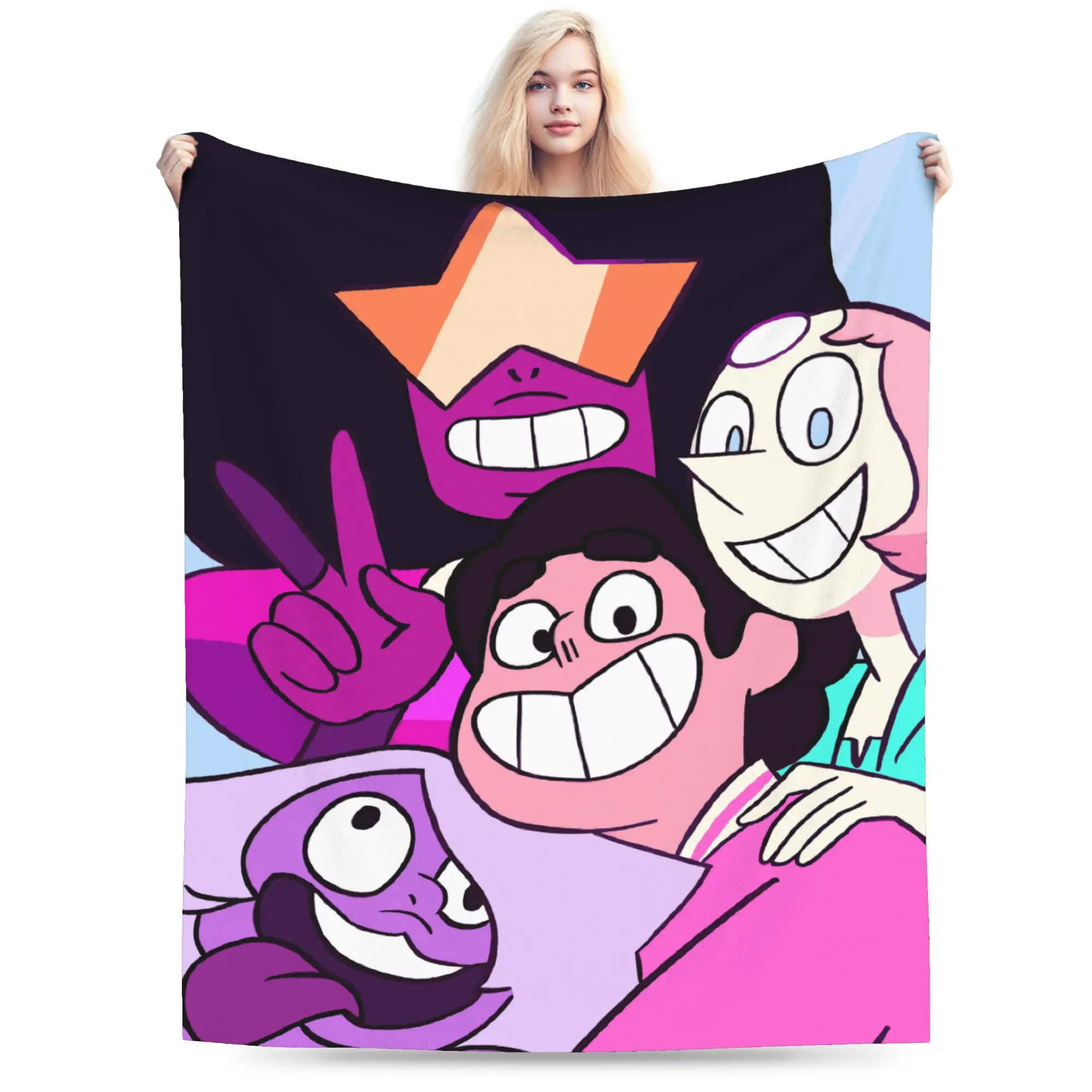 Custom Steven Universe Soft Fleece Autumn Warm Flannel Children Gift Cartoon Throw Blankets for Sofa Office Bed Bedspread