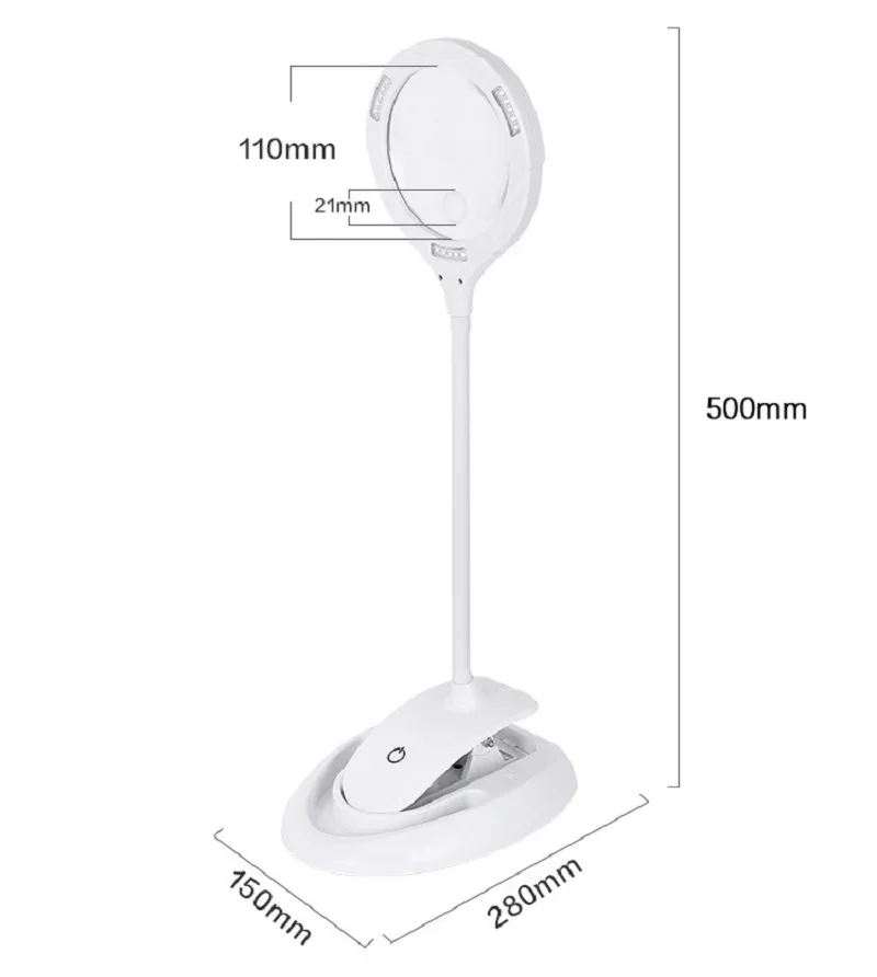 Rechargeable 5X Desktop magnifier with illumination 15 LED Magnifying Glass Clamp Table Magnifier Lamp 10X Reading Loupe Repair