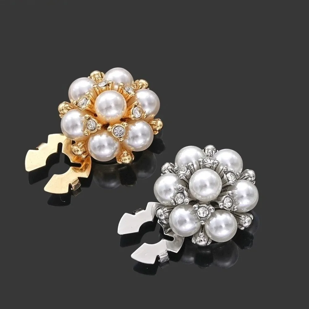 Decorative Detachable Rhinestone Button Covers Golden Silver Flower Shape Clip on Button Crystal Button Covers Shirts