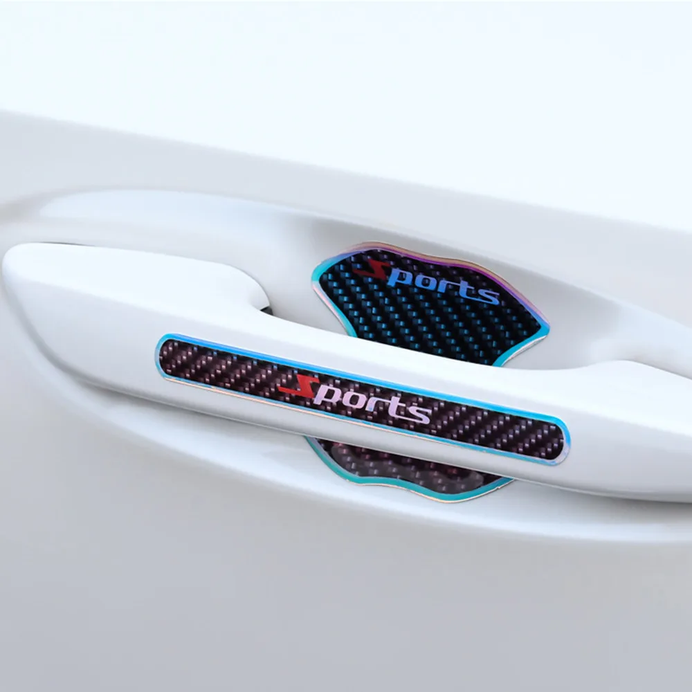 8 قطعة وعاء باب السيارة مقاومة للخدش حماية ملصقات اكسسوارات السيارات مقبض باب السيارة الطلاء المضادة للتصادم فيلم مضيئة