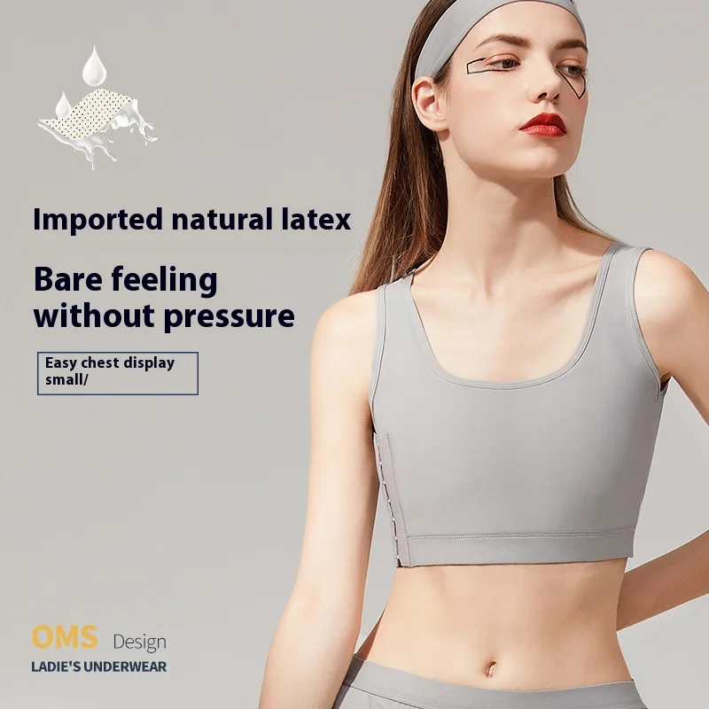 Adjustable Side Buckle FTM Chest Binder for Large Breast, Trans Compression Bra with Built-in Latex Chest Pad