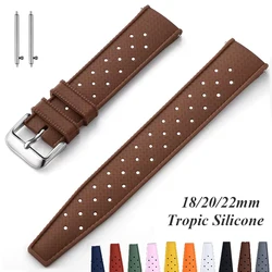 Tropic Silicone Watchbands Quick Release Rubber Watch Straps 18mm 20mm 22mm Breathable Waterproof Wristwatch Band for Men Women