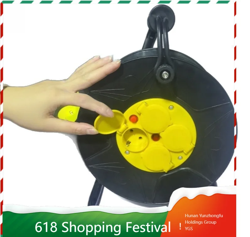 UK EU Standard Cord Reel Hand Operated Cable Drum With Leakage Protection Function