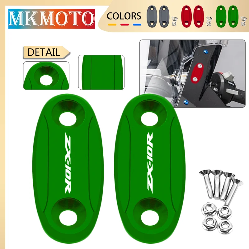 

For ZX-6R 2005-2008 ZX-10R 2004-2007 ZX 6R 10R Motorcycle CNC Windscreen Windshield Mirror Driven Cover Mirror Hole Cap zx6r 10r