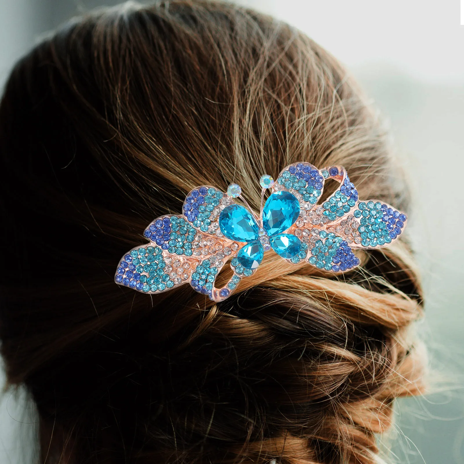 مشبك شعر من أحجار الراين مشبك معدني مزخرف للنساء إكسسوارات تصفيف لامعة وأحجار الراين للزفاف #3