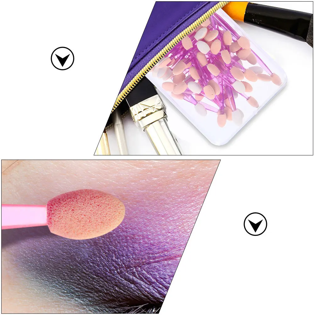 50 strumenti per il trucco degli occhi, bastoncini per ombretti in plastica, punte in lattice morbido per donne, viaggi d'affari, vacanze, festival