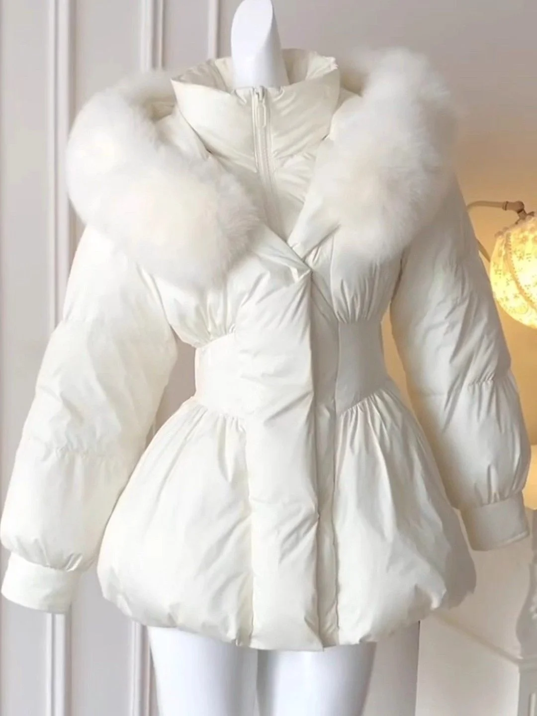 Stylish Hooded Mid-Length Cotton Jacket Women's Winter Coat Slimming Fur Collar Beautiful Korean Style Thickened Long Sleeve