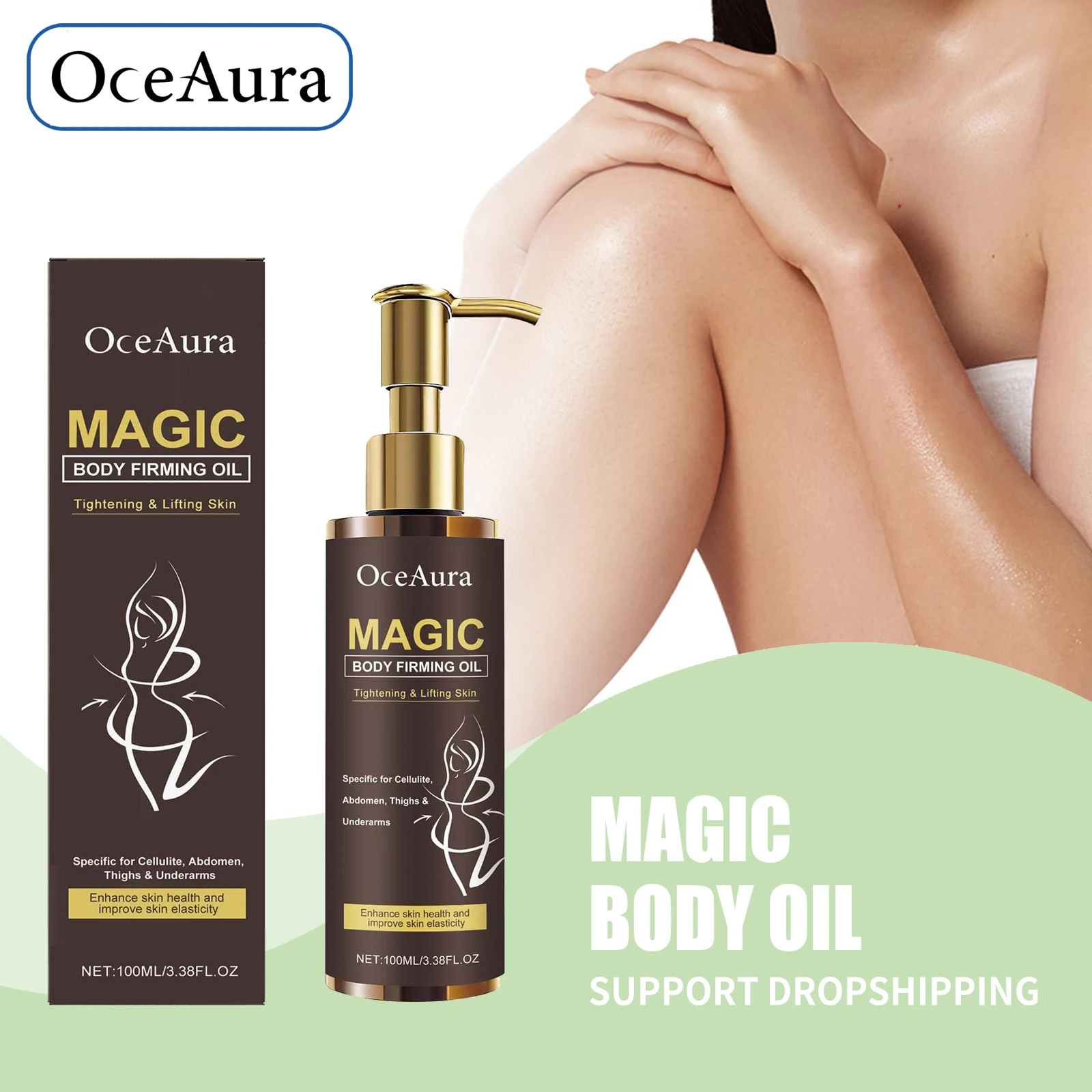 Magisches Luxus-Körperöl für strahlende Haut, trockene, stumpfe, beruhigende Taille, Bauch, Arm, Oberschenkel, Fettverbrennung, Anti-Cellulite-Massageöl