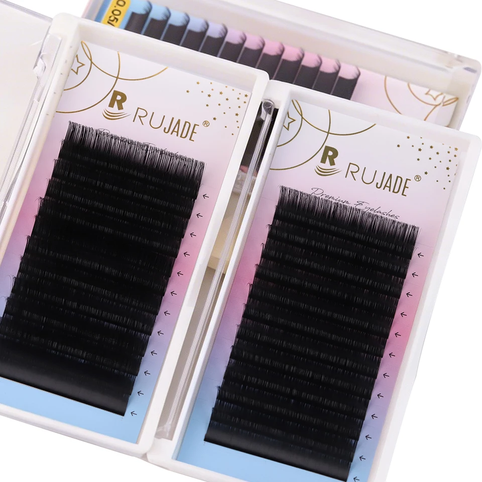 Lashrujade Fluffy Classic Lashes Extensions 0.15 0.20mm Single Lash 0.03 0.05 0.07mm Cashmere Individual EyeLashes Volume Cilios