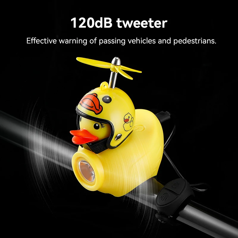 Bicycle Light MTB Road Bike Horn Bell Creative Cartoon Kids Children Little Yellow Duck Balance Bike Lamp Waterproof Cycling