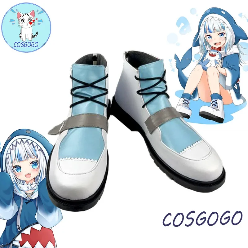 

Hololive Vtuber Gawr Gura Cosplay Shoes PU Leather Shoes Halloween Carnival Boots Cosplay Prop Custom Made women