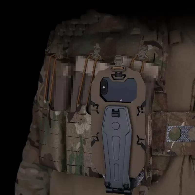 Tactical 90 Degree Rotating Phone Holder for Hunting Vest Molle System Adjustable Foldable Smartphone Stand Outdoor