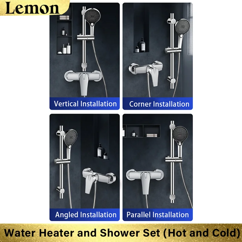 All-Copper Exposed Mixing Valve Hot/Cold Water Faucet and Showerhead Set Bathroom Mixing Valve Switch