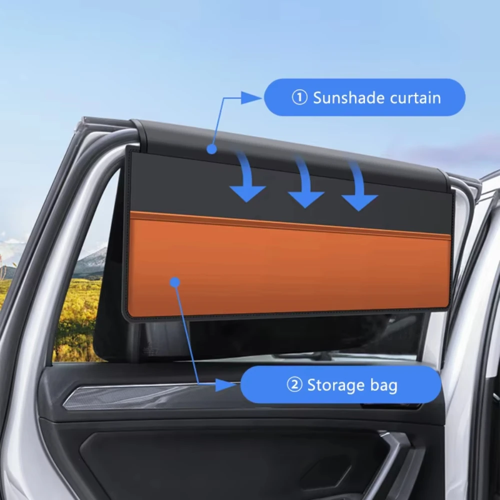 Parasole Magnetico Retrattile per Finestrini Auto, Protezione dal Calore e dalla Privacy, con Tasca Portaoggetti
