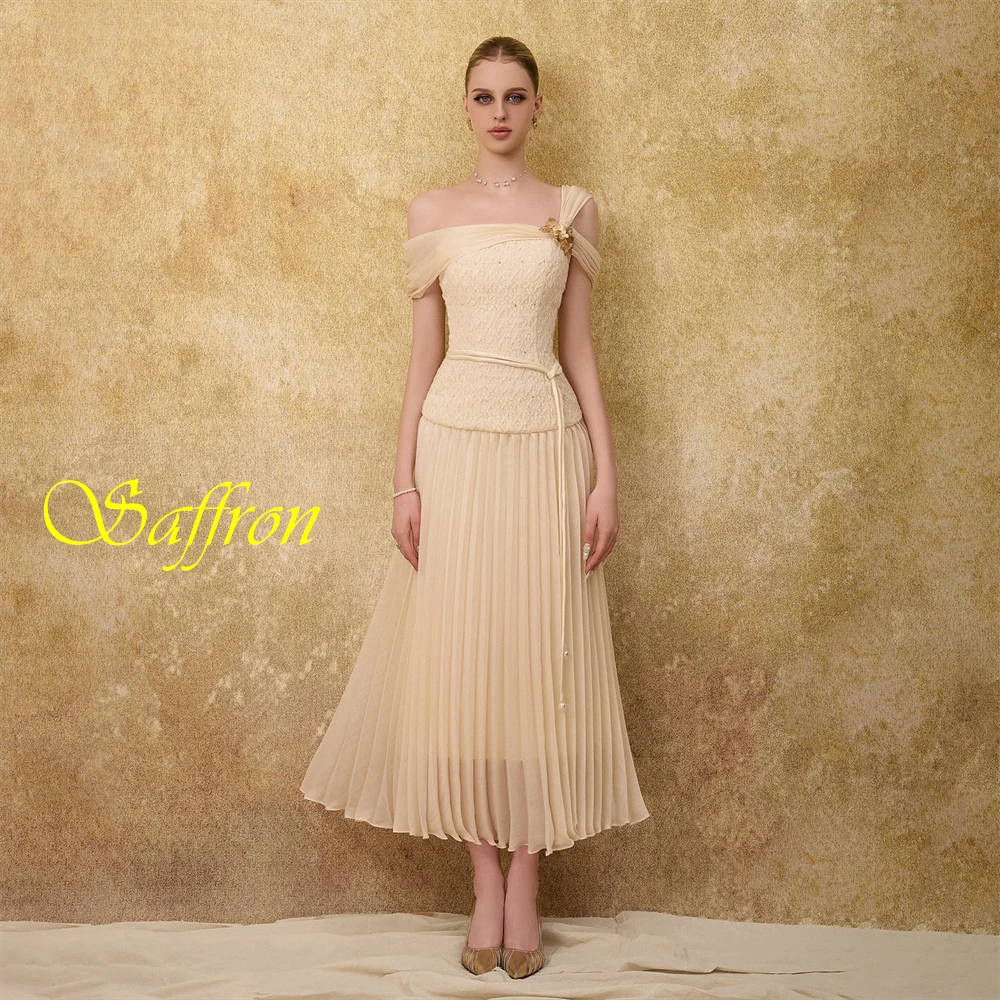 Personalizado elegante chiffon sem alças vestido de noite clássico fora do ombro vestidos de baile moda faixas vestidos de ocasião especial