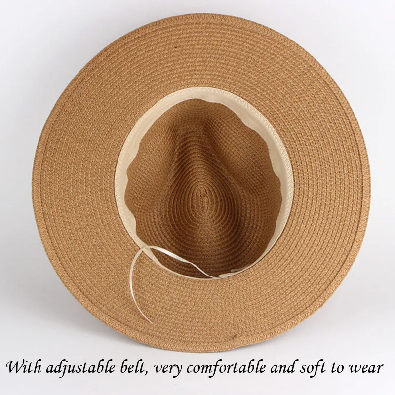 Large Size 56-58 59-60cm Straw Hat for Women Men UV Protection Natural Panama Hat Wide Brim Sun Hat Men  Fedora Beach Hat