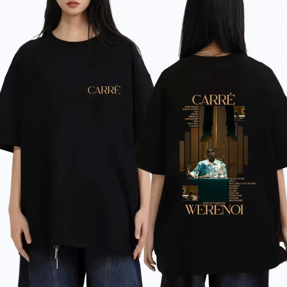 Rapper WeRenoi Carré Album Grafik-Print T-Shirt für Männer und Frauen Hip-Hop Mode Pop-Musik T-Shirt Sommer Herren Casual Vintage T-Shirt