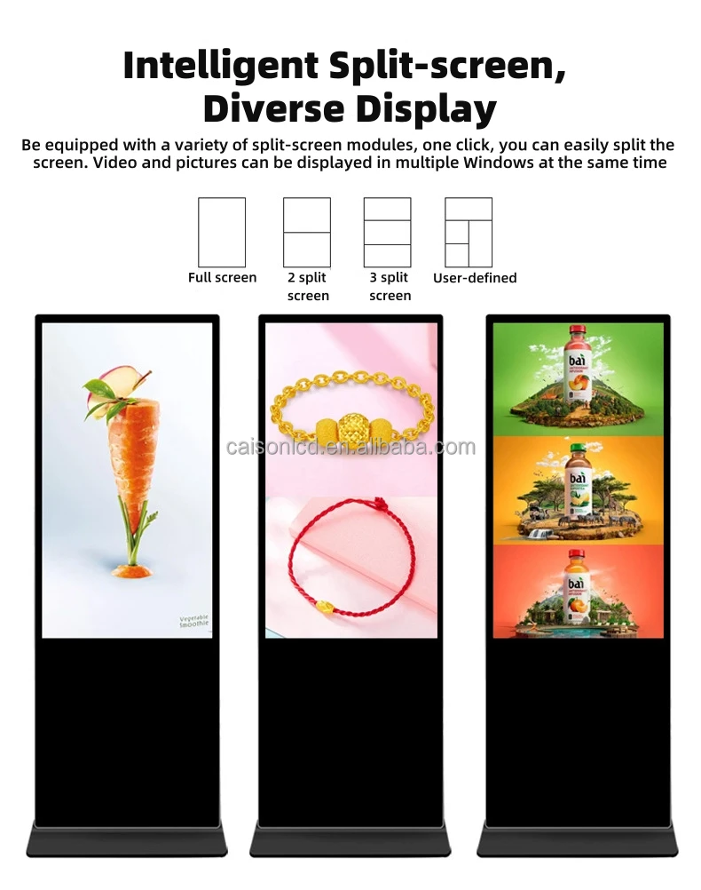 Display digitale pubblicitario LCD da pavimento IP66 da 55/65/75 pollici e segnaletica Supporto impermeabile per esterni Touch ad alta luminosità