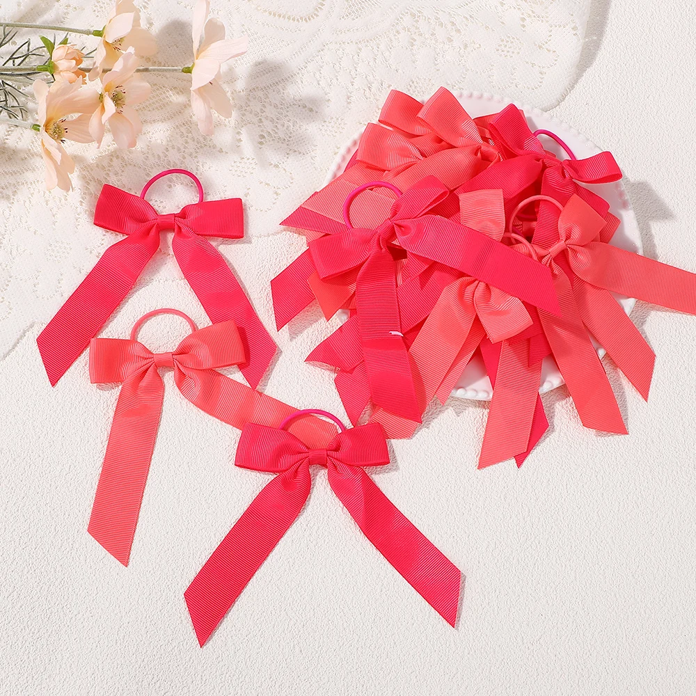 

20 шт. резинок для волос с розовыми бантиками случайных цветов, повязки для волос для малышей, базовые аксессуары для причесок, украшения для волос для детей