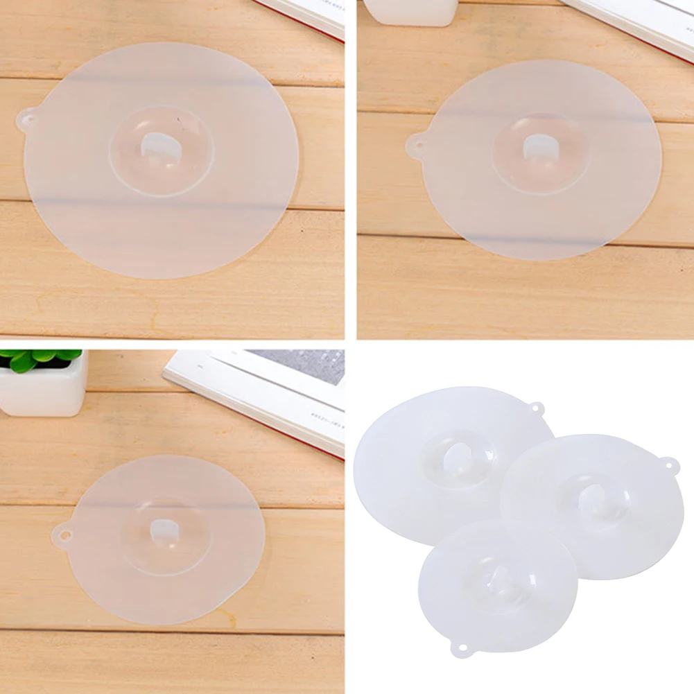 Transparente silicone copo capa segura grau alimentício silicone branco copo capa tigela tampa resistente ao calor s m l evitar poeira e moscas universal