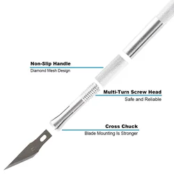 Engraving Non-Slip Metal Knife Kit + 40pcs #11 Blades Cutter Craft Knives for Mobile Phone PCB Repair Hand Tools