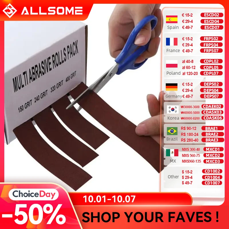 

Allsome 25mmx6m Sanding Belts 4PCS Belt Sander Paper Aluminum Oxide Ideal for Wood Metal Paint Sanding