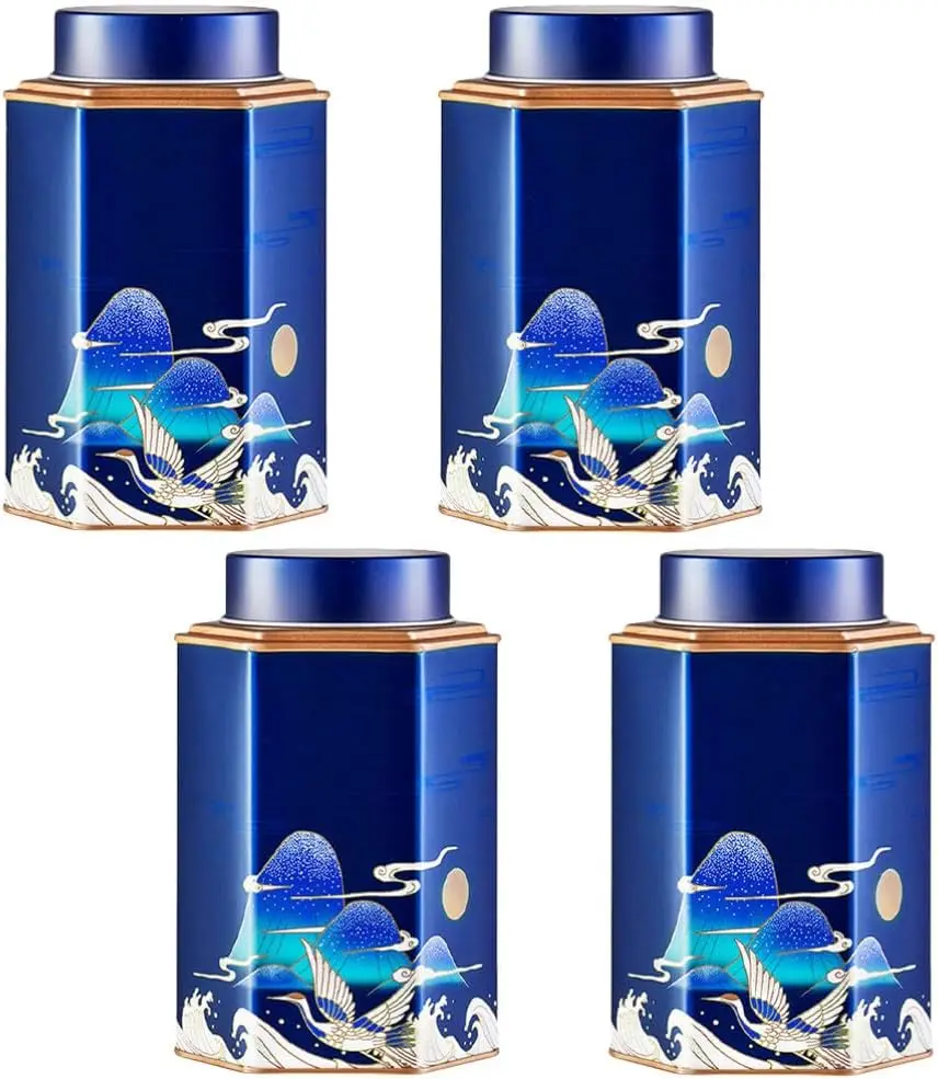 

4pcs Tea Tea Container Sugar Container Sugar Jar with Lid Tinplate Containers with Tinplate Canister Coffee Container Decorati