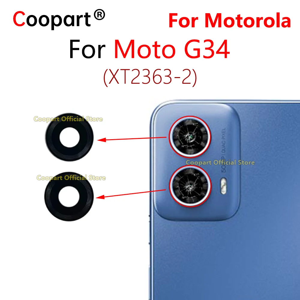 New Coopart Back Rear Camera Lens Glass Cover For Motorola Moto G34 XT2363-2 With Adhesive Sticker Repair Parts