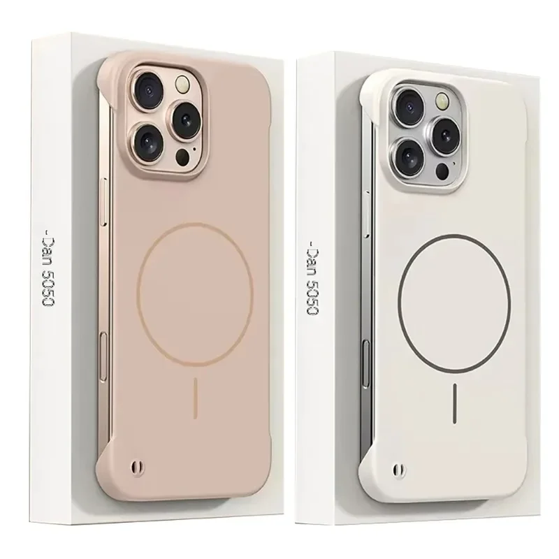 Ultra Thin Matte Frameless Protective Phone Case for IPhone 17 16 15 Plus 14 13 12 Pro Max for Magsafe Magnetic Shockproof Cover