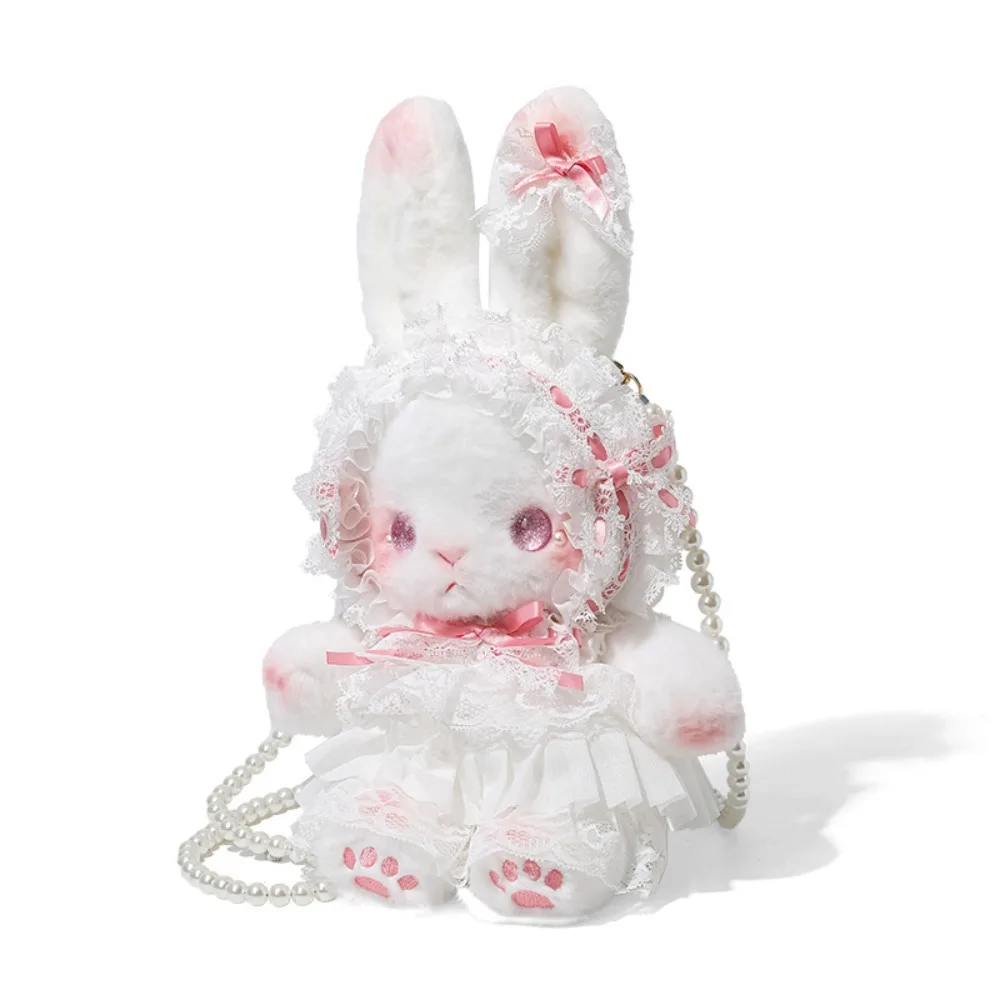 Lindo bolso de felpa de conejito, dulce bolso cruzado de princesa, bolso de conejo de orejas largas Lolita