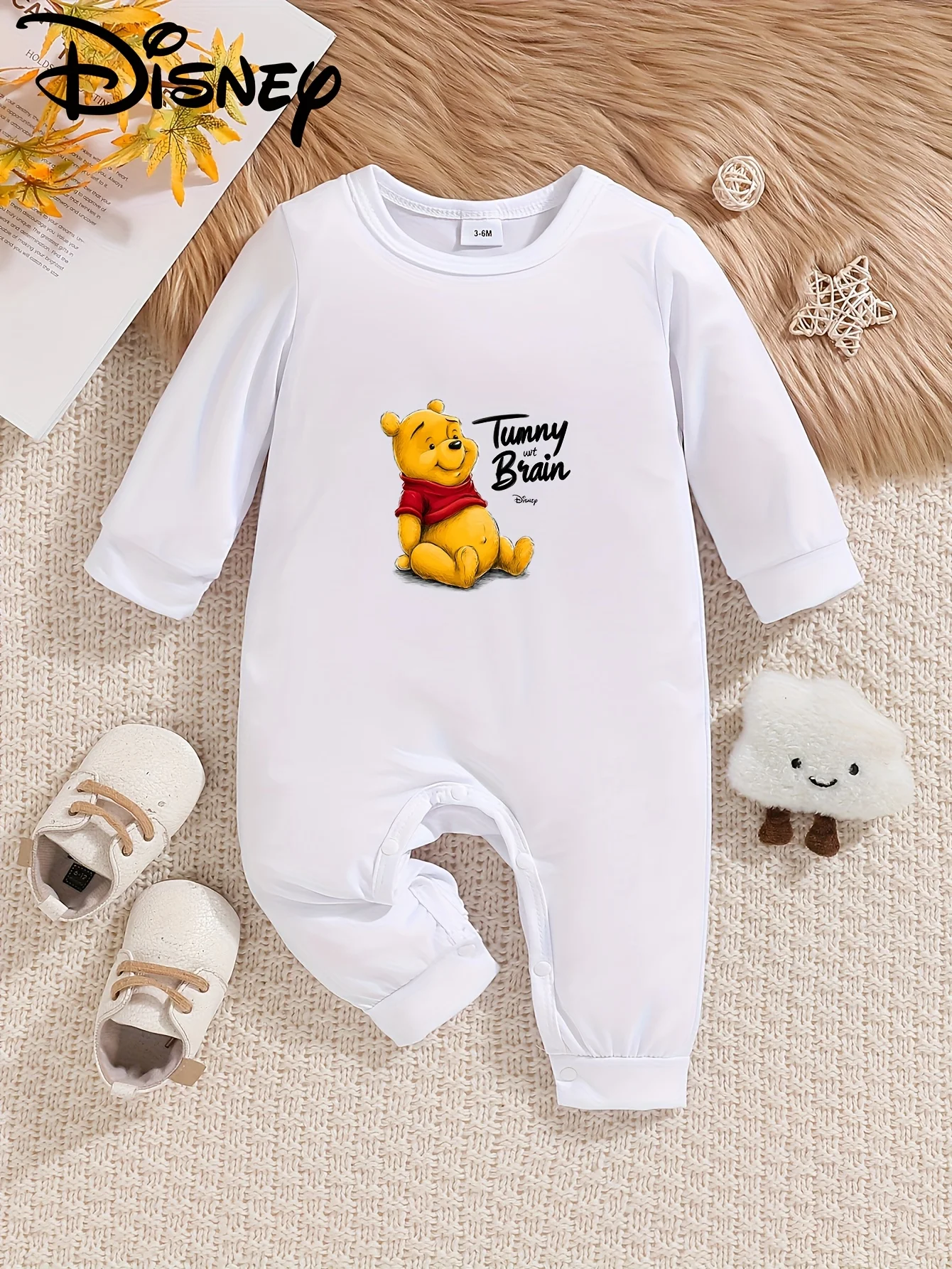 

【Authorized】Disney Winnie the Pooh Baby Long-Sleeve Romper! Adorable Winnie Print Directly Hits the Spot for Girls' Hearts, Cloud-Like Soft Fabric Gently Touches Baby's Delicate Skin, Round Neck Design Does Not Irritate the Neck and Is Super Comfortable M
