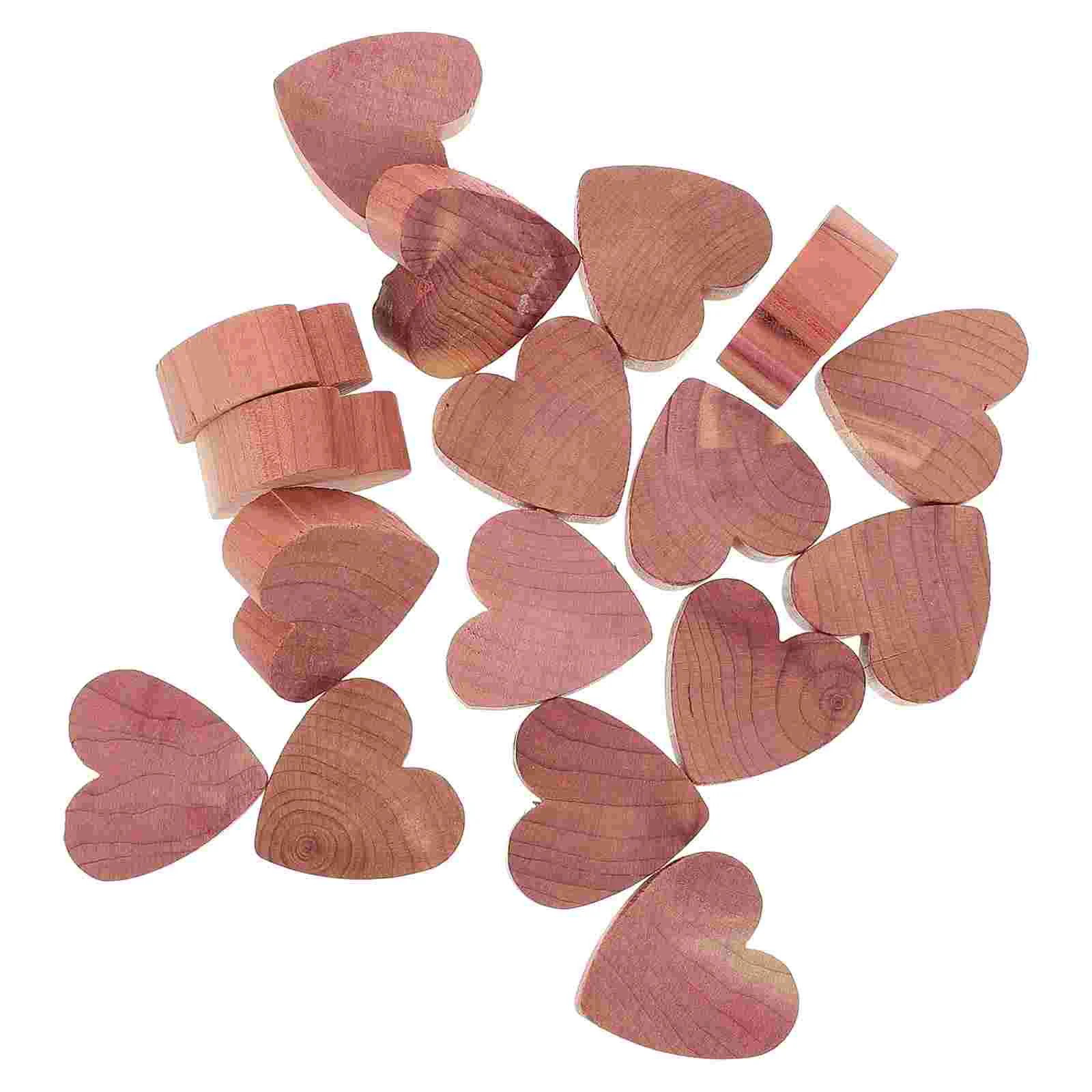 20 Pcs Cedar Wood Blocks Scented Decorate Anti-moth Supplies for Closet Heart Shaped Fragrant Decorative