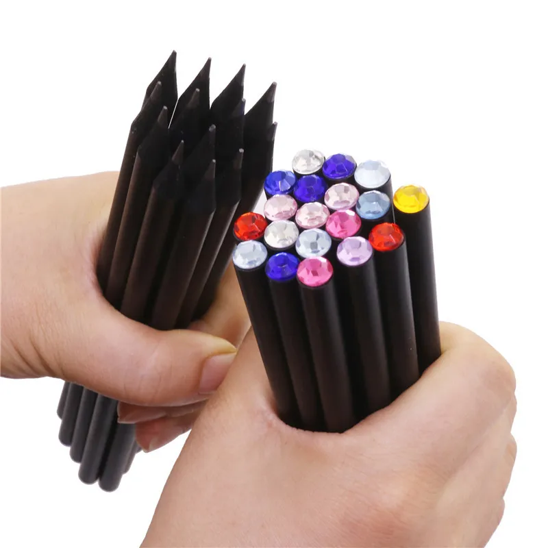 10 stücke Kawaii Schwarz Bleistift Umweltfreundliche Kunststoff HB Diamant Farbe Bleistifte Standard Bleistift Für Student Schule Bürobedarf