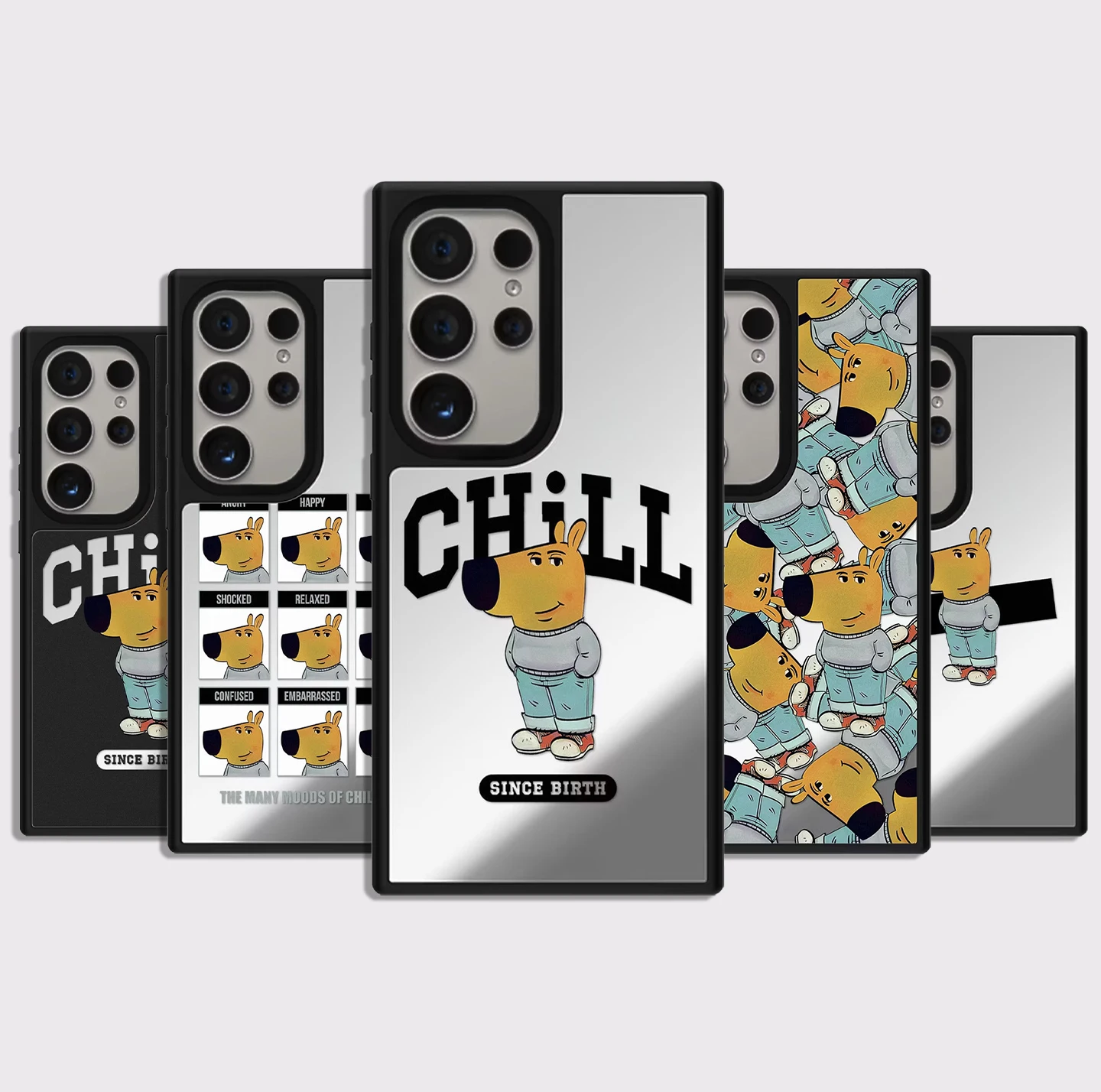Chill Dog Funny Mirror Surface Magnetic Phone Cover for Samsung Galaxy S23 S24 S25 S26 Ultra S26+ Plus Case