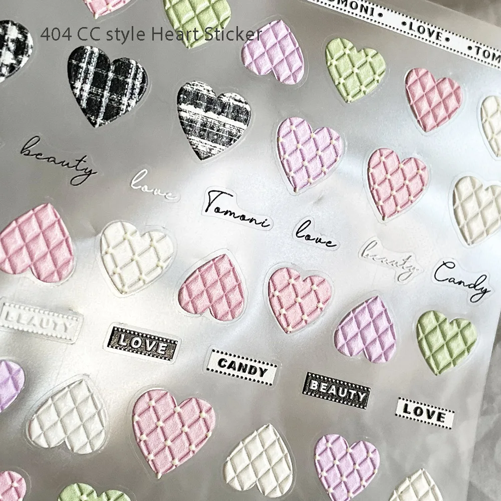 -Classic AND Classy- CC Style Matelasse Heart Relief Stickers Rhombus Quilting Heart Tweed Embossed Adhesive DIY Nail Decals 404