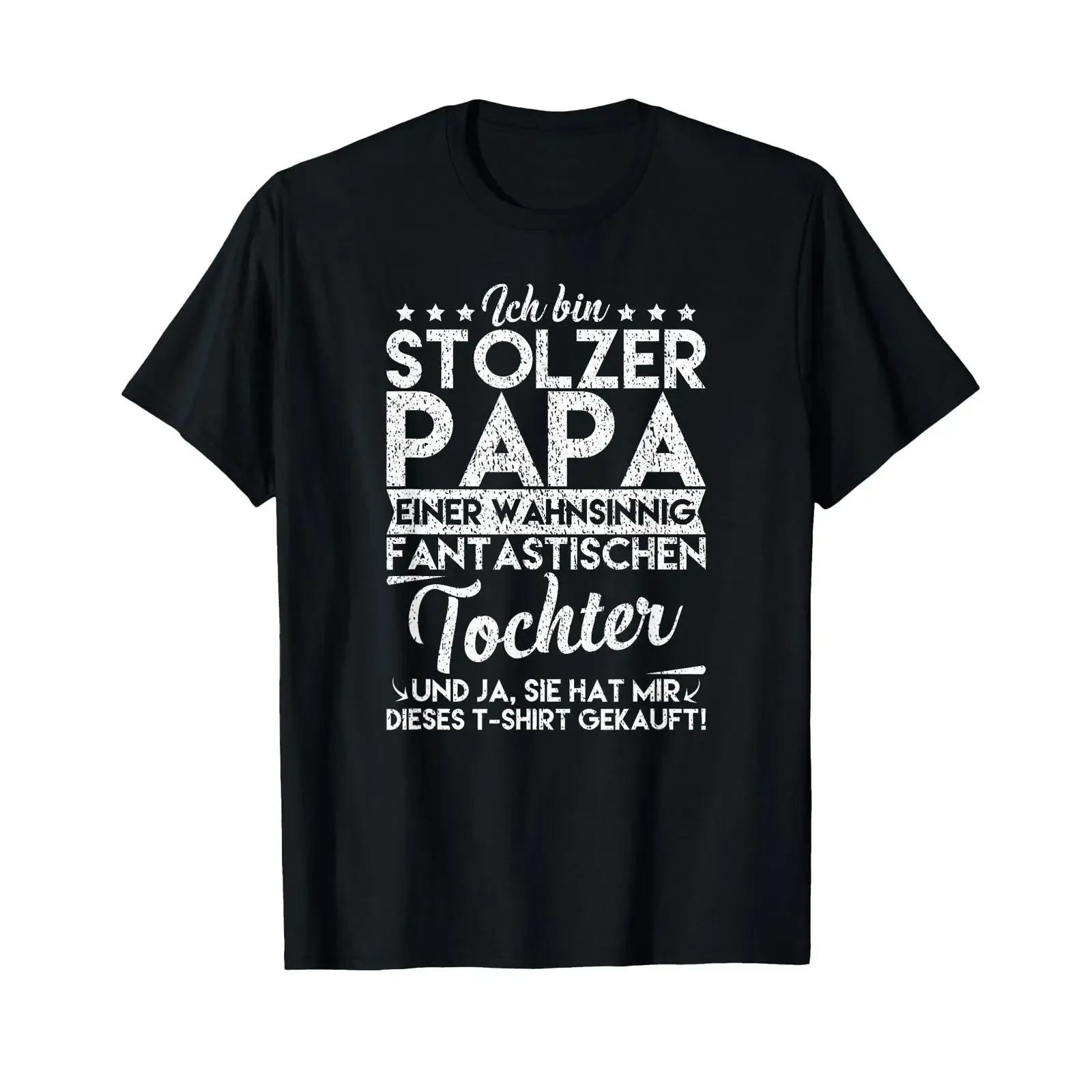 Men's T shirt with German text I am a proud father of an incredibly fantastic daughter vintage Washed Unisex Soft fashion