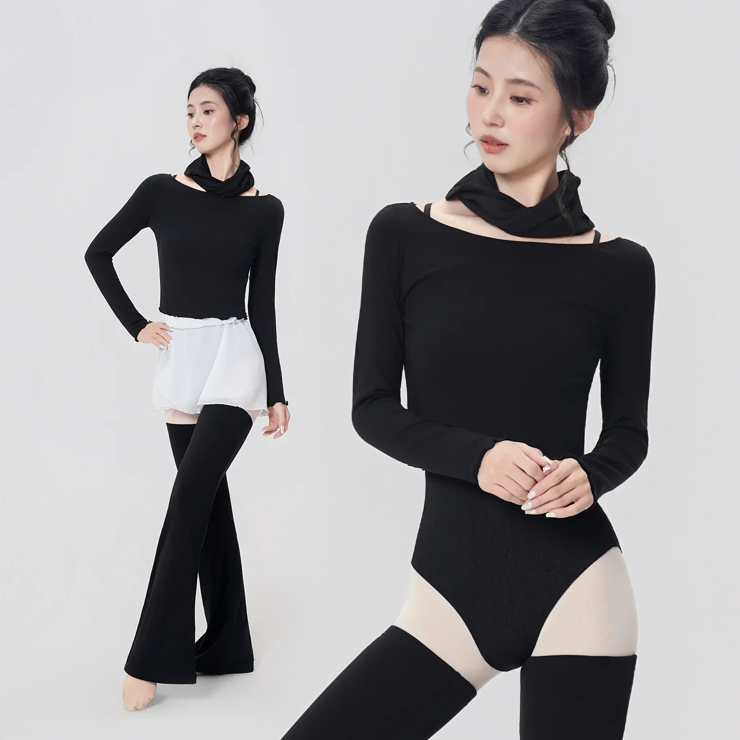 

Женский спортивный теплый балетный топ для взрослых, осенне-зимний термовязаный балет с длинными рукавами, боди, толстовки, повседневные термобелье