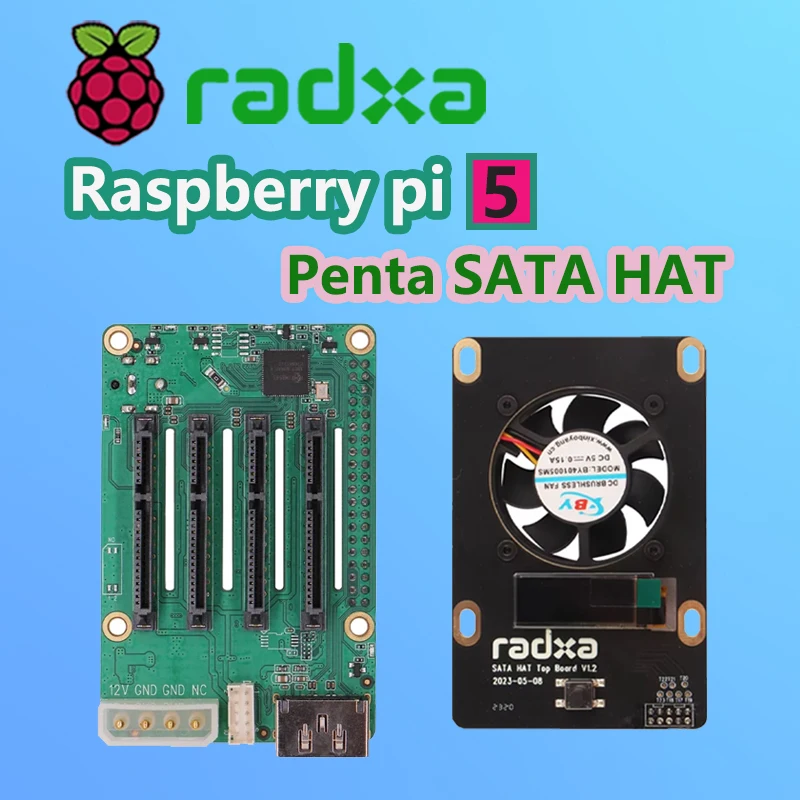 

Raspberry Pi 5 Penta SATA HAT With Top Board