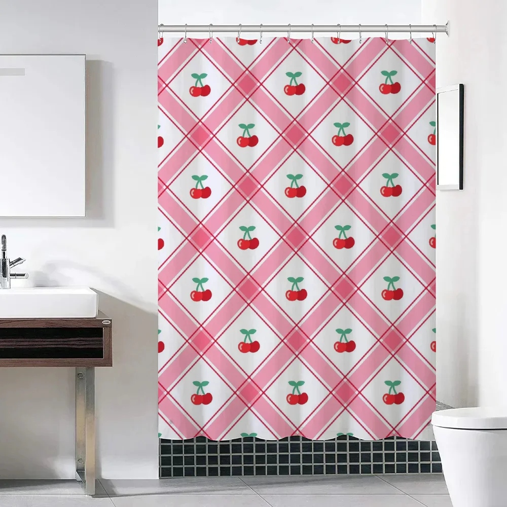 Plaid and Cherry Shower Curtains Things for the Bathroom Curtain Folding Partition Accessories Bath Bedrooms Houses Rooms Quarto