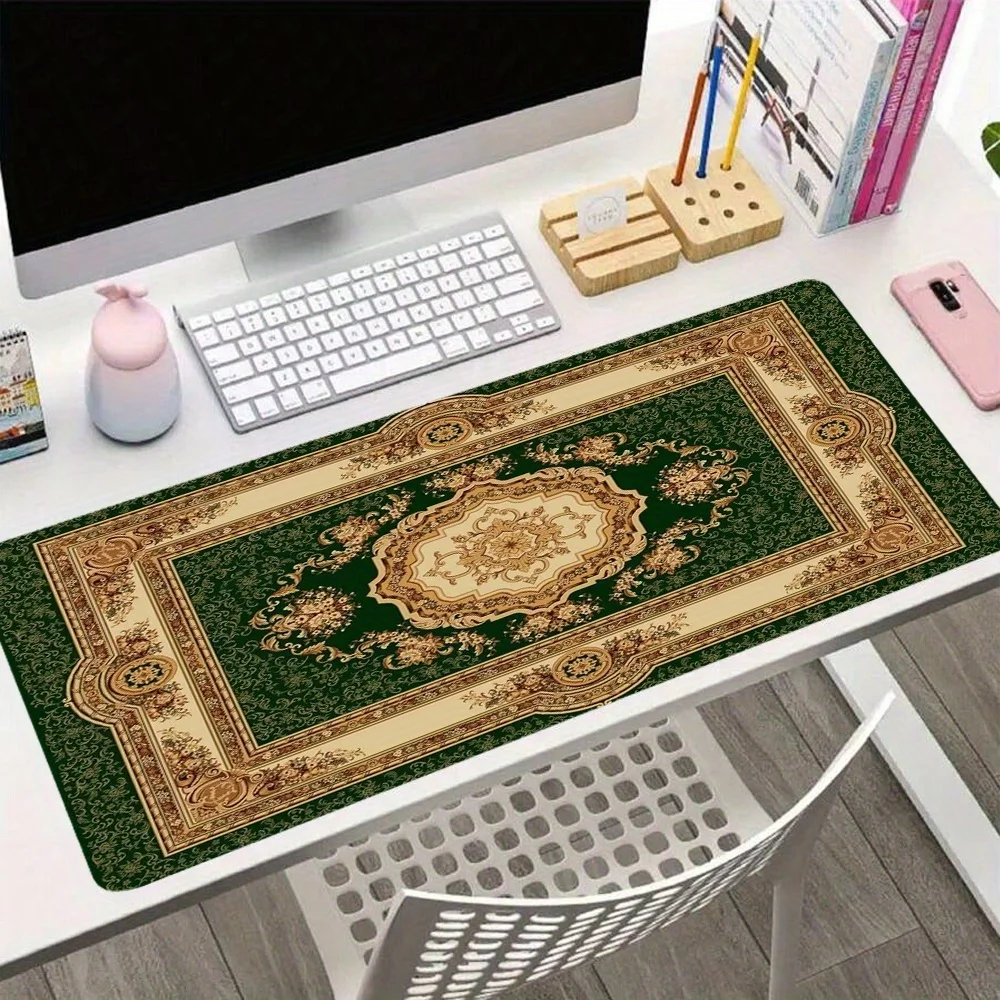 

The green Persian-style mouse pad made of rubber is anti-slip, durable and washable. It is a high-quality computer accessory