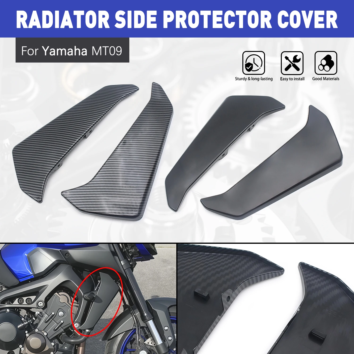 

For YAMAHA MT09 MT 09 MT-09 2017-2020 ABS Plastic Radiator Side Panels Cover Tank Water Cooler Side Fairing Protection Parts