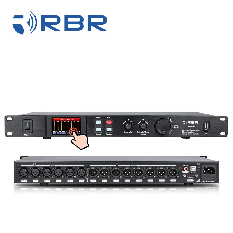 Touchable screen b2008 8in*8out digital audio array speaker management processor with Matrix connection