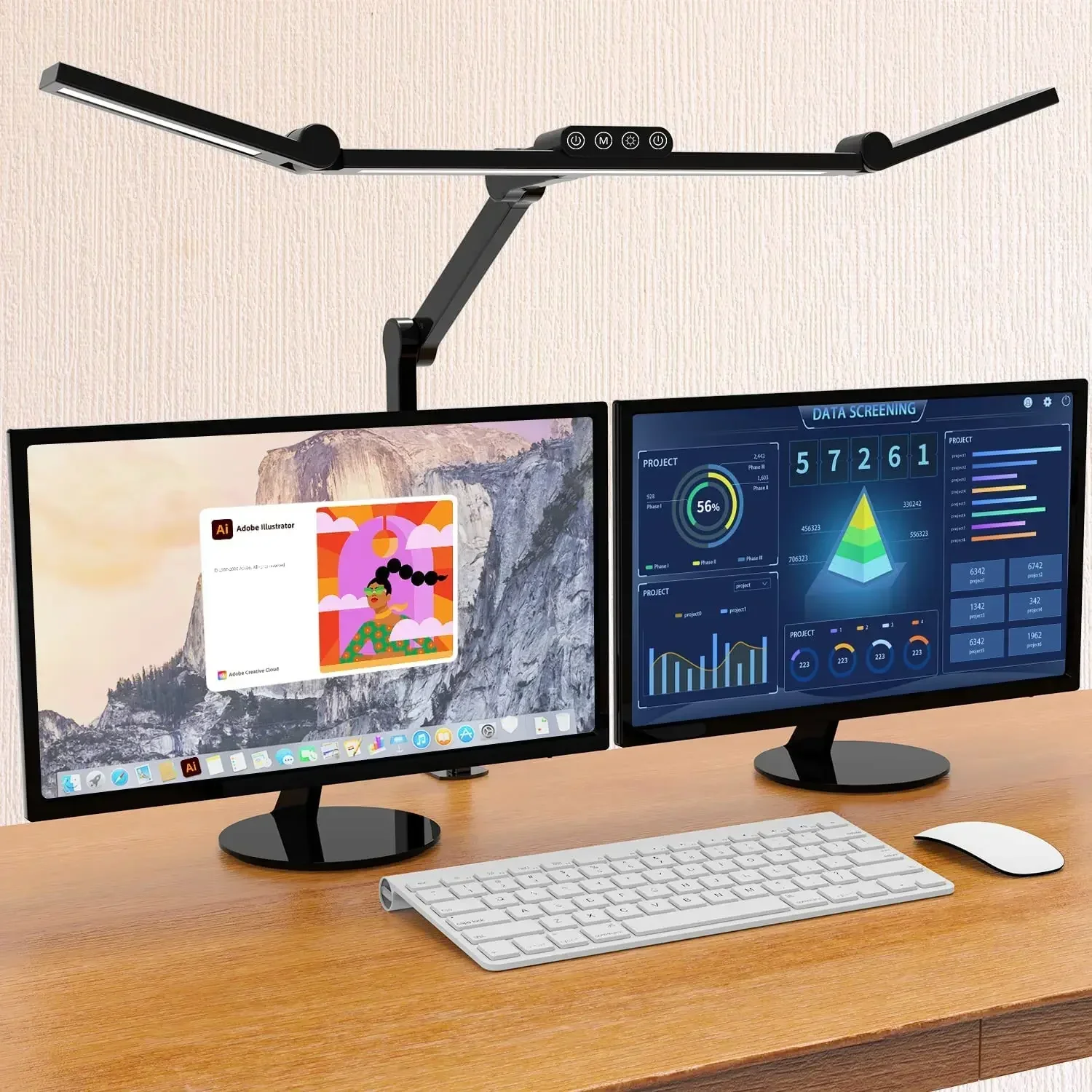 

Led Desk Lamp with Clamp, Architect Desk Lamp for Home Office with Atmosphere Lighting, 24W Ultra Bright Auto Dimming Desk Light