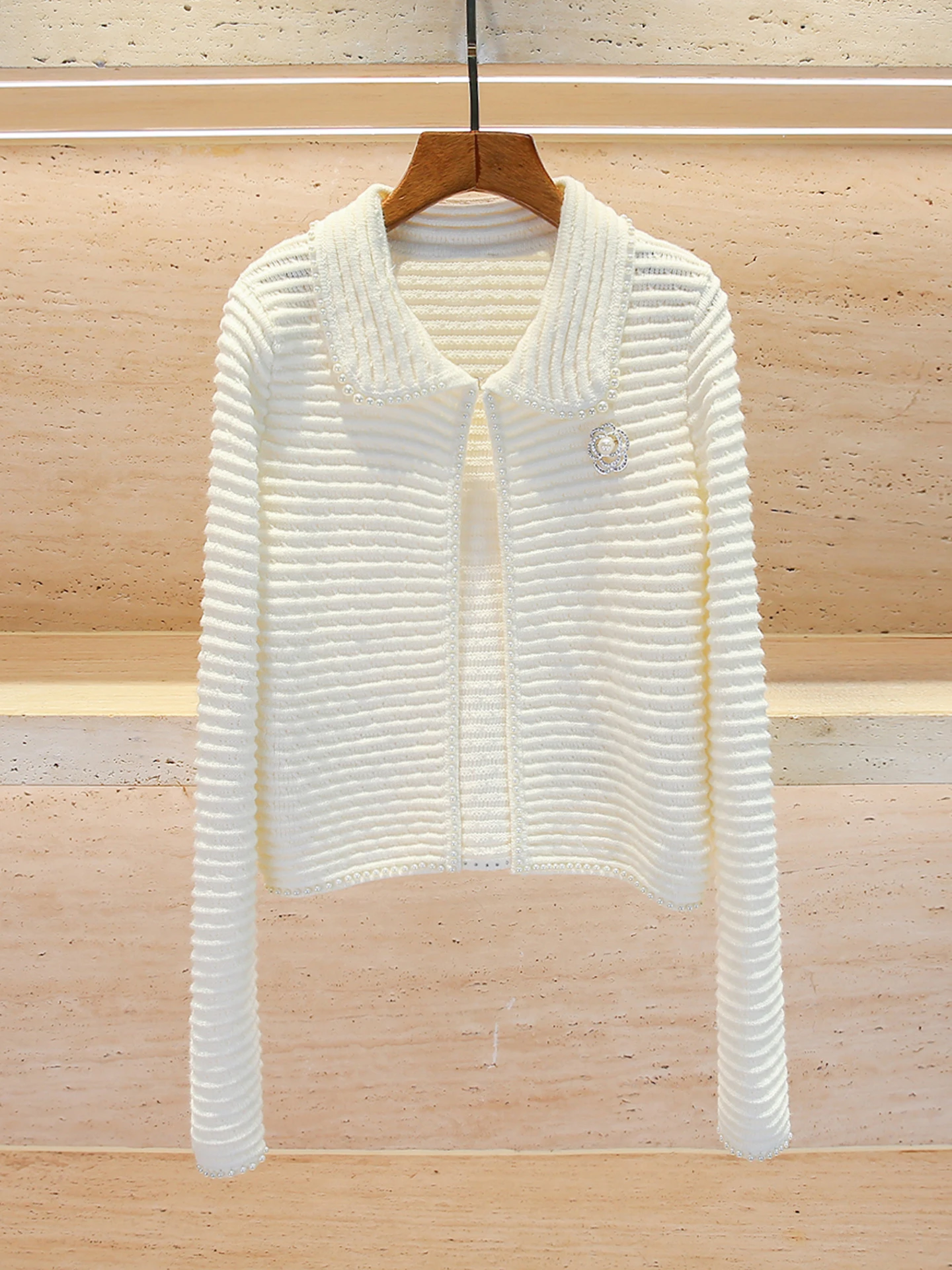 

Ele Doll Collar Knitted Sweater Coat Soft Sle Long Sve ort Length Color for Women Daily Wear Commute Sle