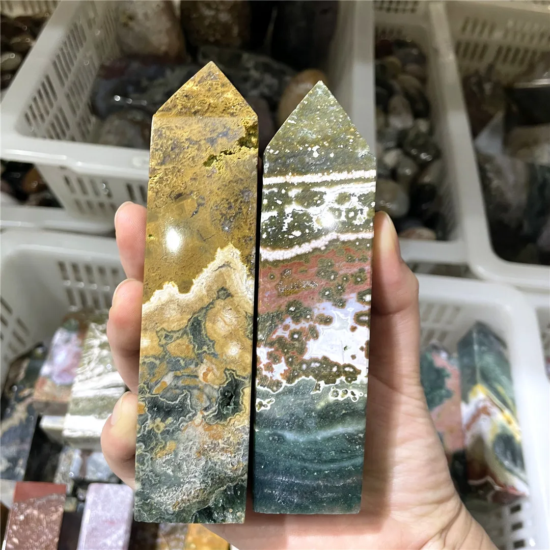

8-12 см натуральные кристаллы океанской яшмы, четырехугольная призма, минеральные камни, обелиск, драгоценные камни и украшения, AESTHETIC Tower
