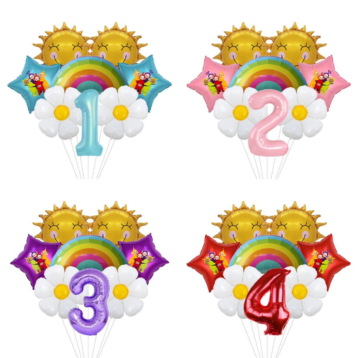 Teletubbies Ballon-Set Babyparty-Deko Folienfiguren Latex-Luftballons Neugeborenen-Willkommensparty Szenendekoration Heim-Deko-Zubehör