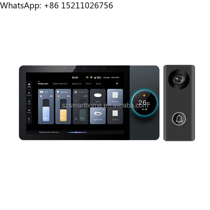 

2024 Smart Home 8 inch Touch Screen With Zigbee Gateway Wall Mounted Smart Central Control panel With Audio Music Play Function